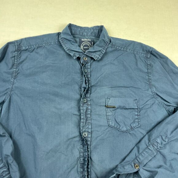 Diesel Men’s Casual Utility Button Shirt Distressed Blue Long Sleeve Grunge S - Picture 3 of 10